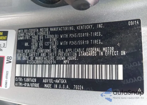 2015 Toyota Venza Le from USA, damaged, VIN 4T3ZA3BBXFU090914